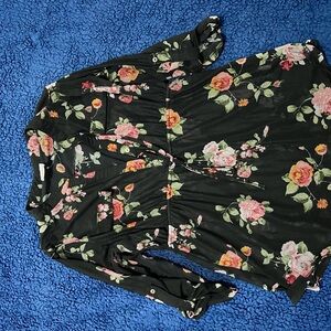 Floral Black Women's Top